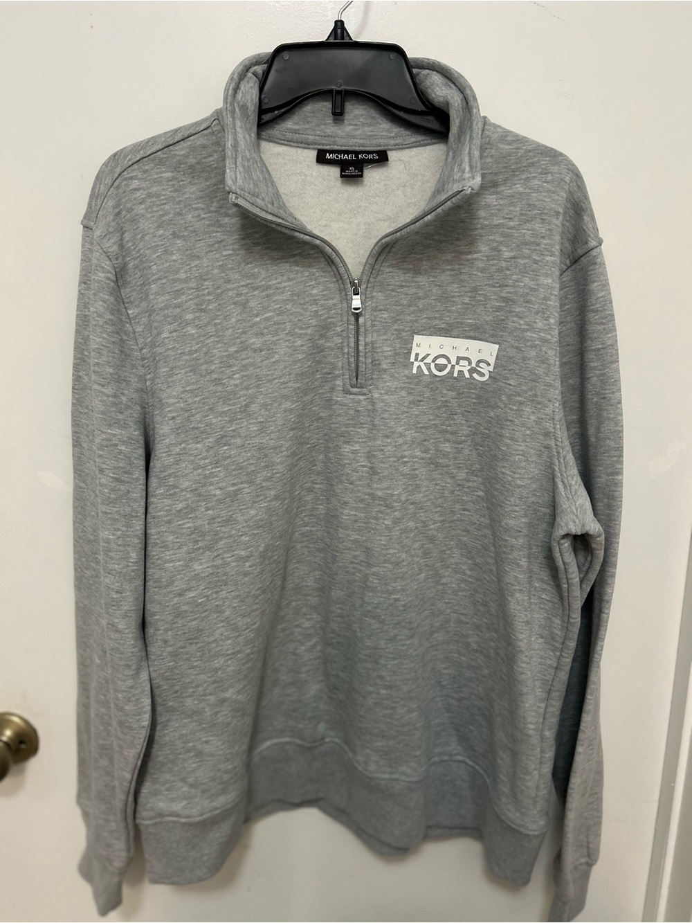 Michael Kors Light Gray Zip Mock-Neck Sweater